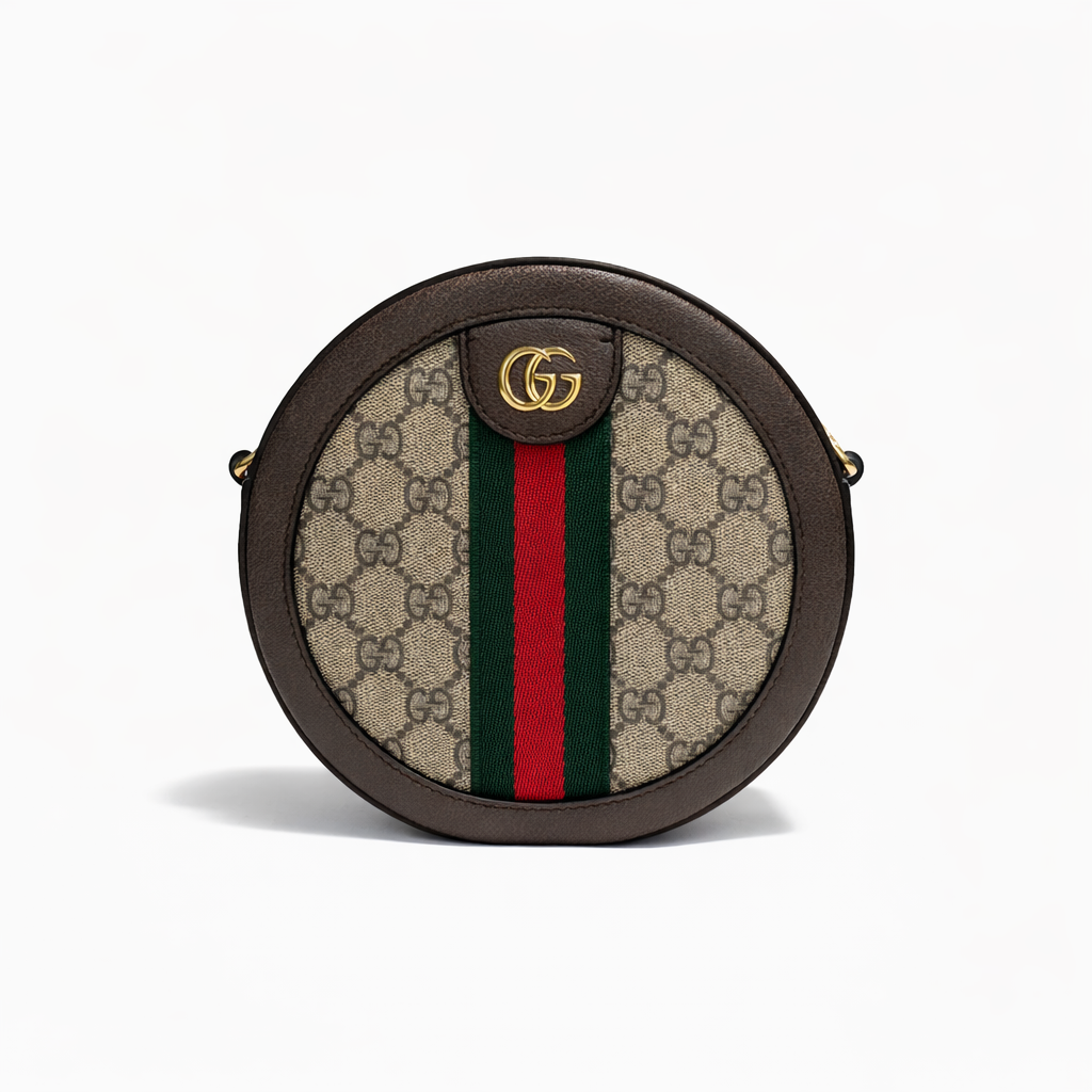 【#268】Pre-owned Gucci Ophidia Round Mini Bag GG Supreme Canvas with Leather Trim