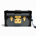 【#252】Pre-owned Louis Vuitton Petite Malle Bag Denim with Gold-Tone Hardware