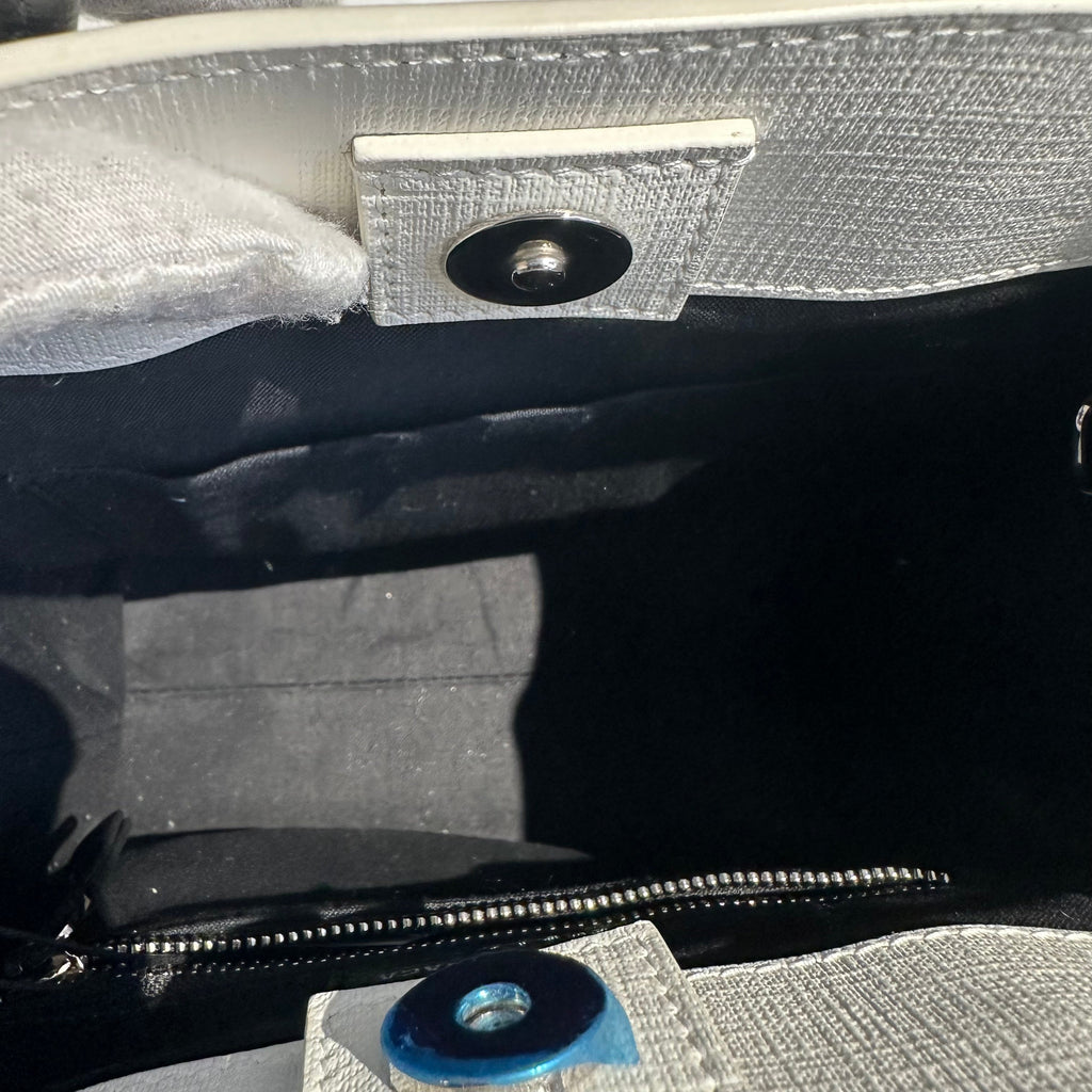 【#244】Pre-owned Balenciaga Hourglass Small Bag White Calfskin Leather with Silver-Tone Hardware