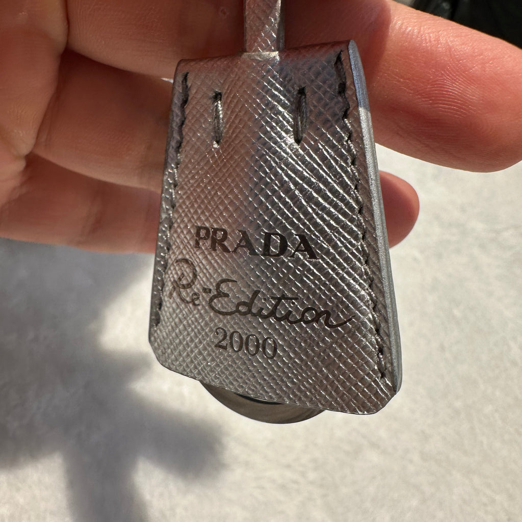 【#239】Pre-owned Prada Re-Edition 2005 Hobo Bag Silver Crystal-Embellished Satin
