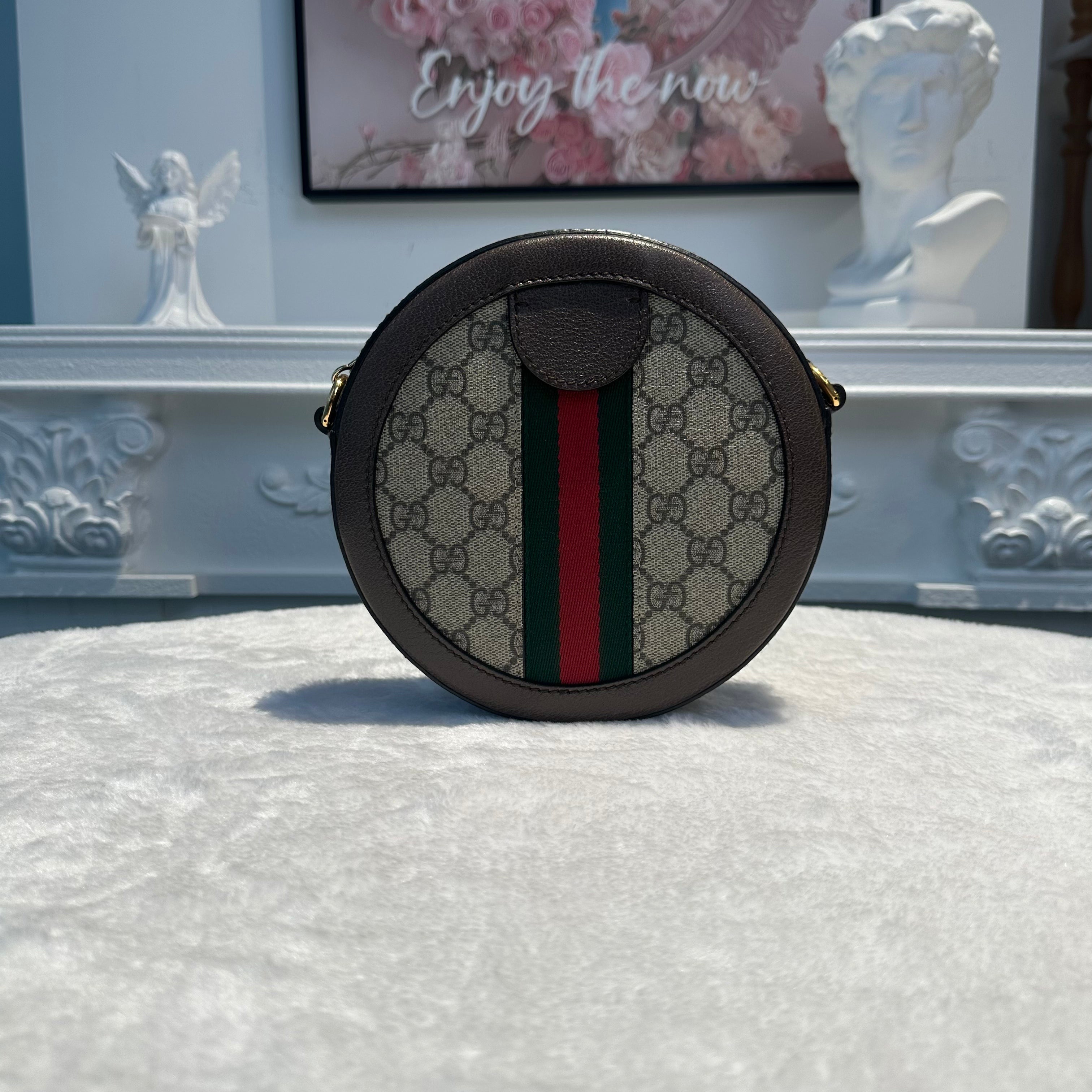 【#268】Pre-owned Gucci Ophidia Round Mini Bag GG Supreme Canvas with Leather Trim