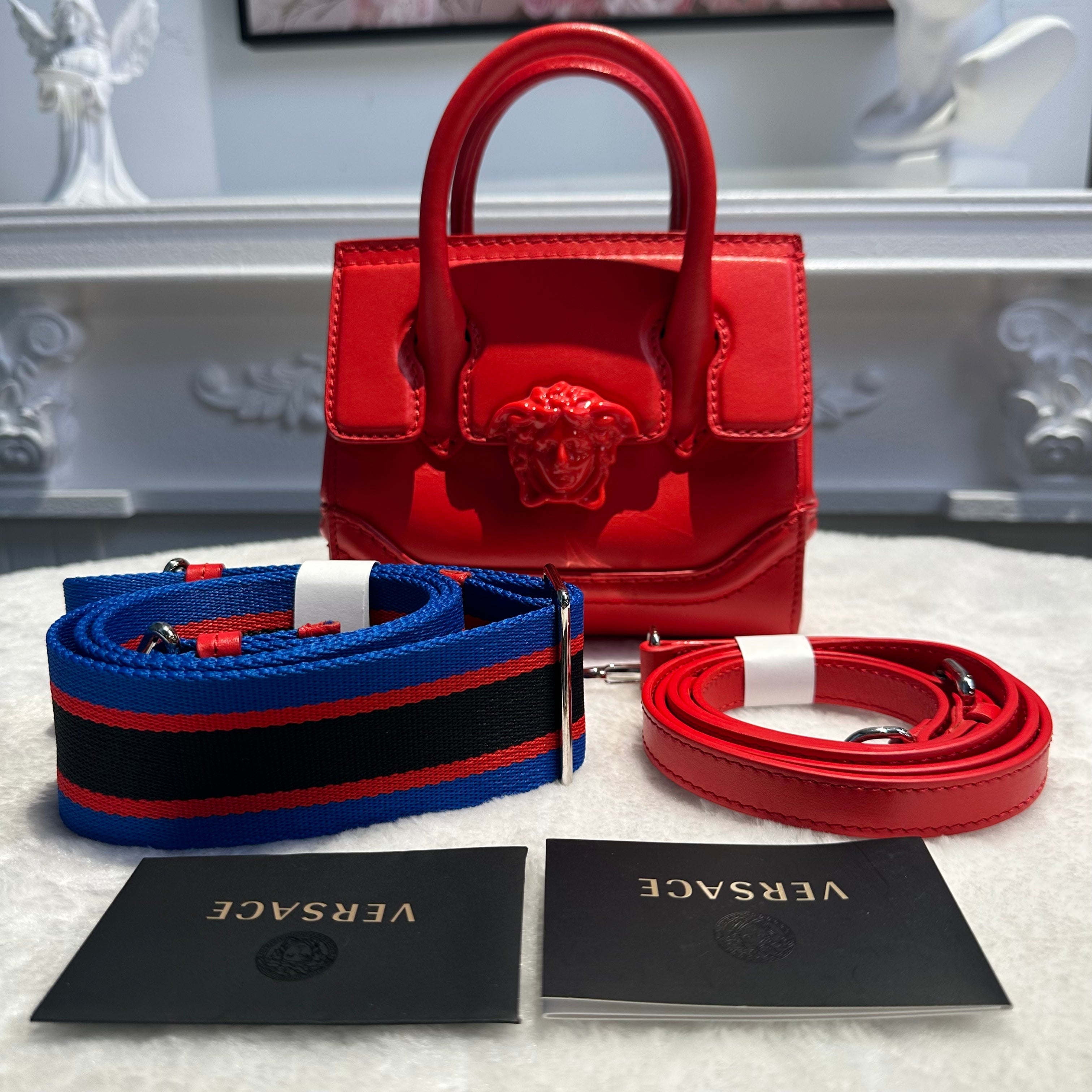 【#272】Pre-owned Versace La Medusa Mini Tote Bag Red Patent Leather