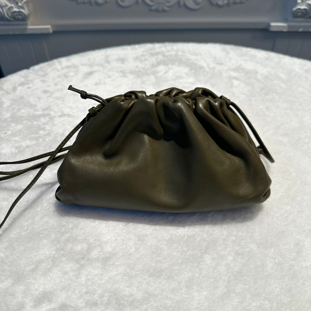 【#258】Pre-owned Bottega Veneta Mini Pouch Bag Olive Green Nappa Leather