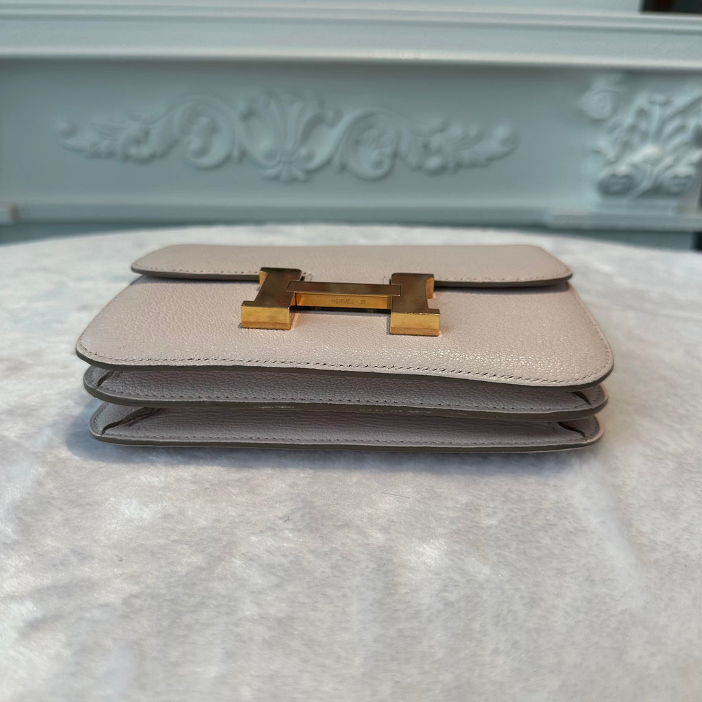 【#267】Pre-owned Hermès Constance 18 Bag Rose Pâle Chevre Mysore Leather with Gold-Tone Hardware