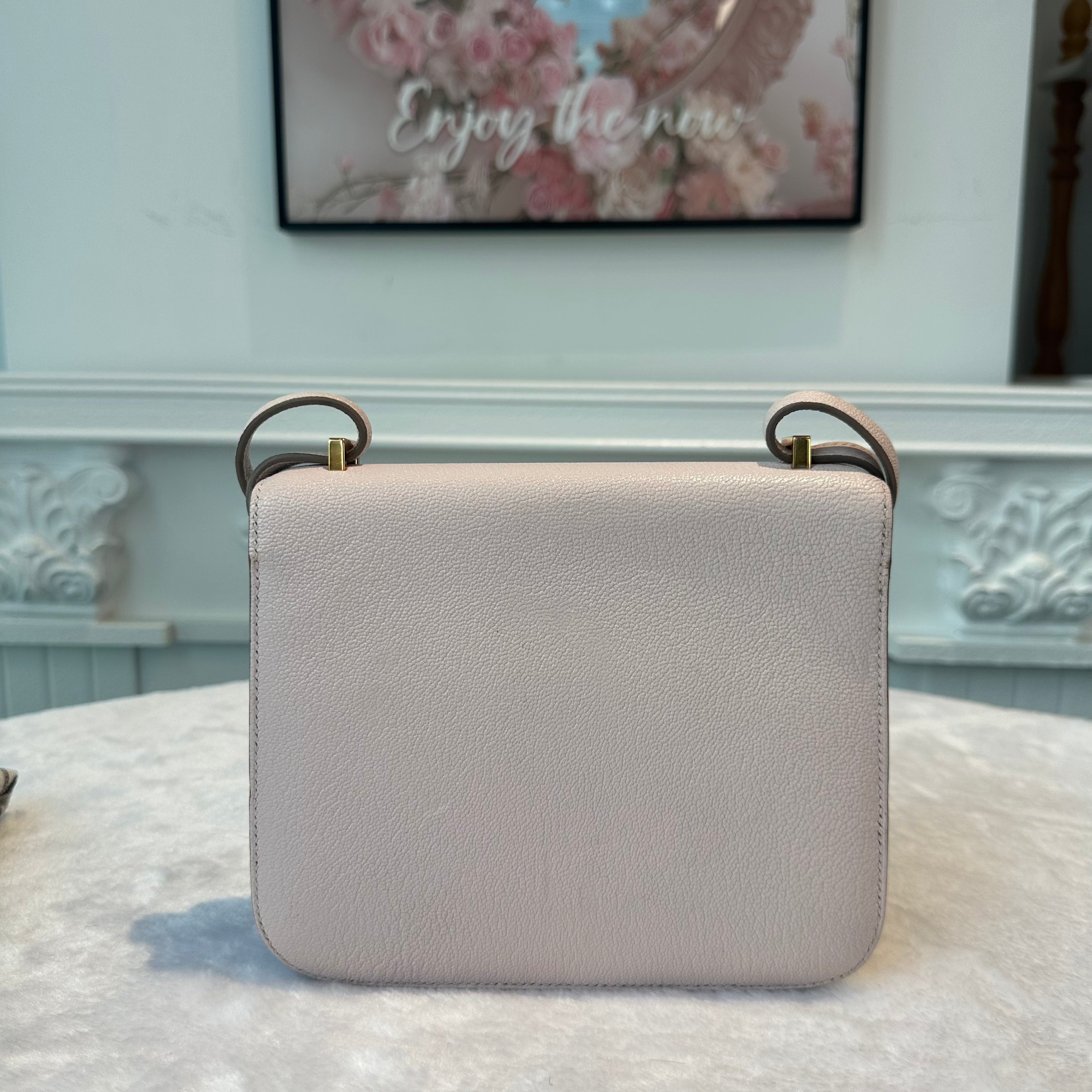 【#267】Pre-owned Hermès Constance 18 Bag Rose Pâle Chevre Mysore Leather with Gold-Tone Hardware