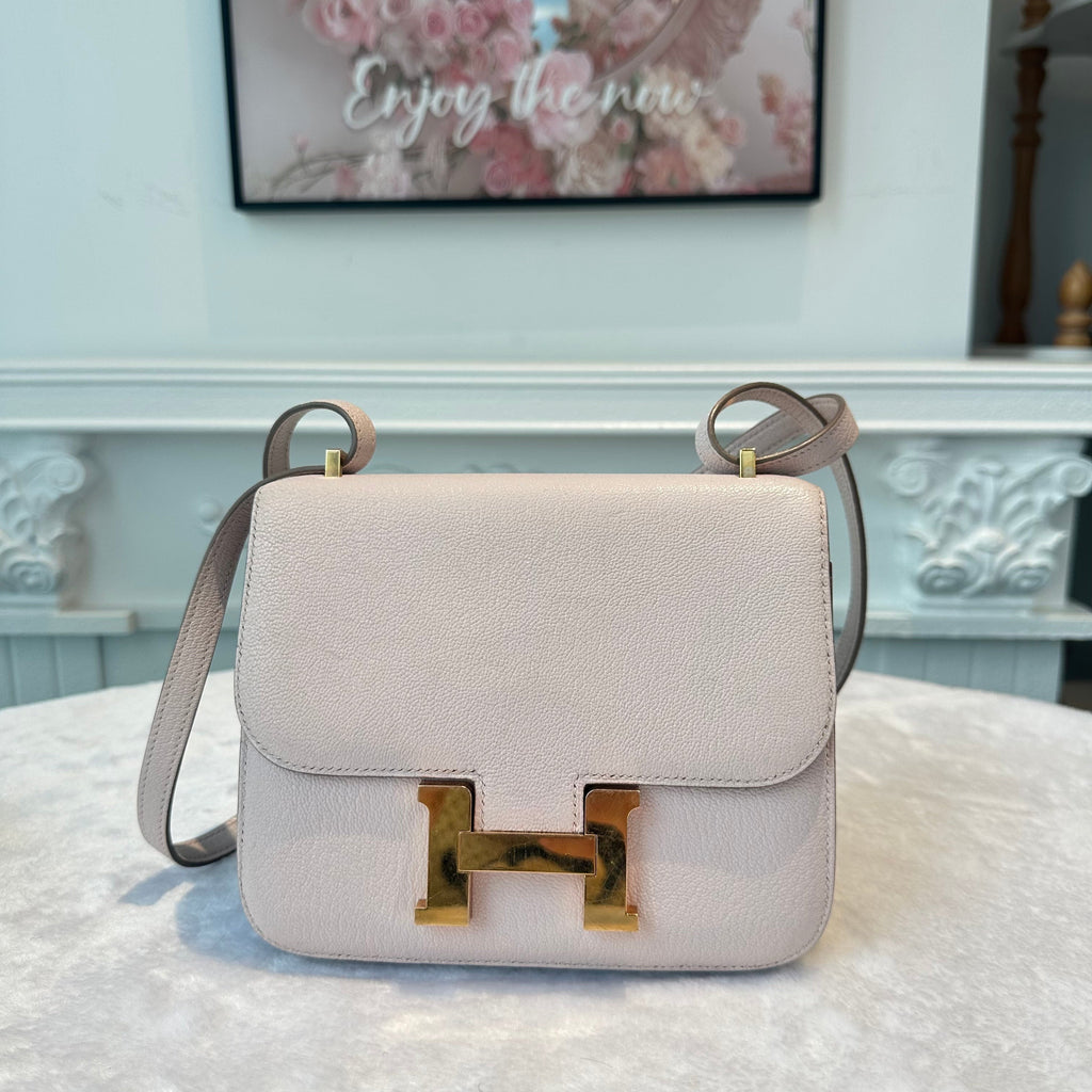 【#267】Pre-owned Hermès Constance 18 Bag Rose Pâle Chevre Mysore Leather with Gold-Tone Hardware