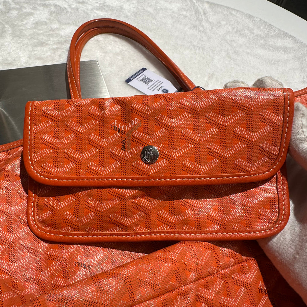 【#266】Pre-owned Goyard Saint Louis GM Tote Bag Orange Goyardine Coated Canvas with Leather Trim