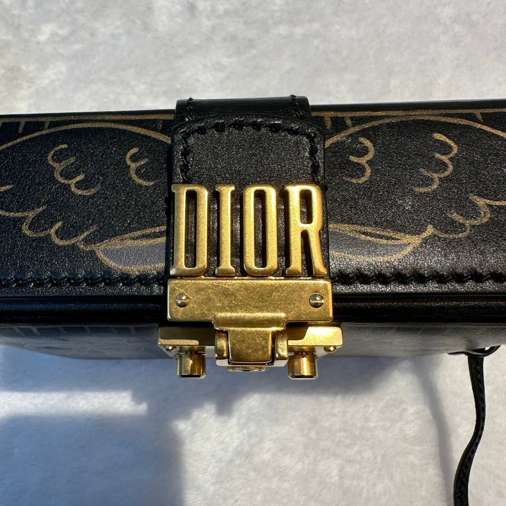 【#256】Pre-owned Dior Zodiac "Libra / Balance" Box Bag Black Smooth Leather with Gold-Tone Hardware