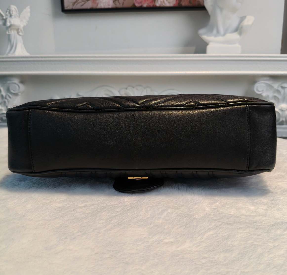 【#179】Pre-owned Gucci GG Marmont 31 Bag Black Matelassé Leather