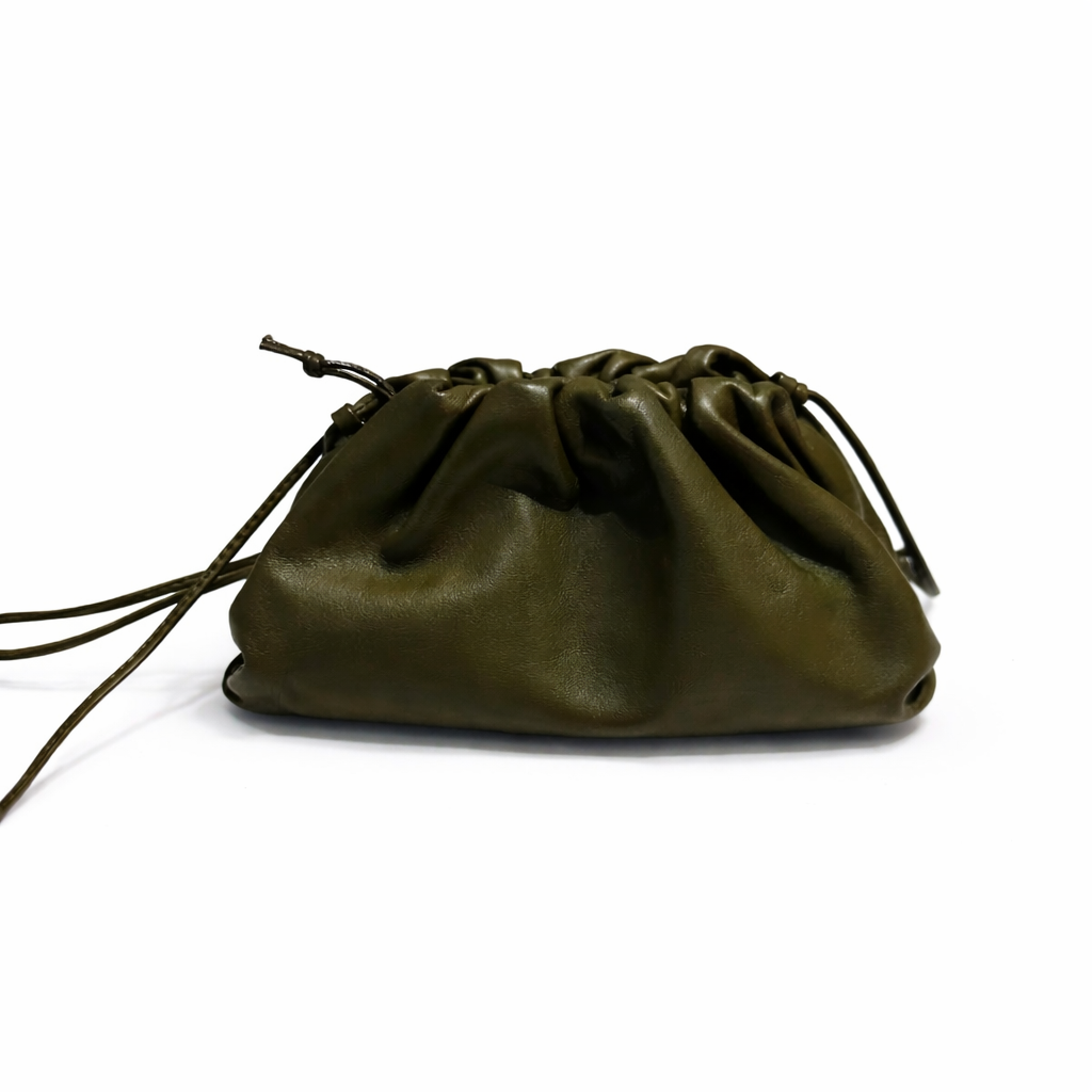 【#258】Pre-owned Bottega Veneta Mini Pouch Bag Olive Green Nappa Leather