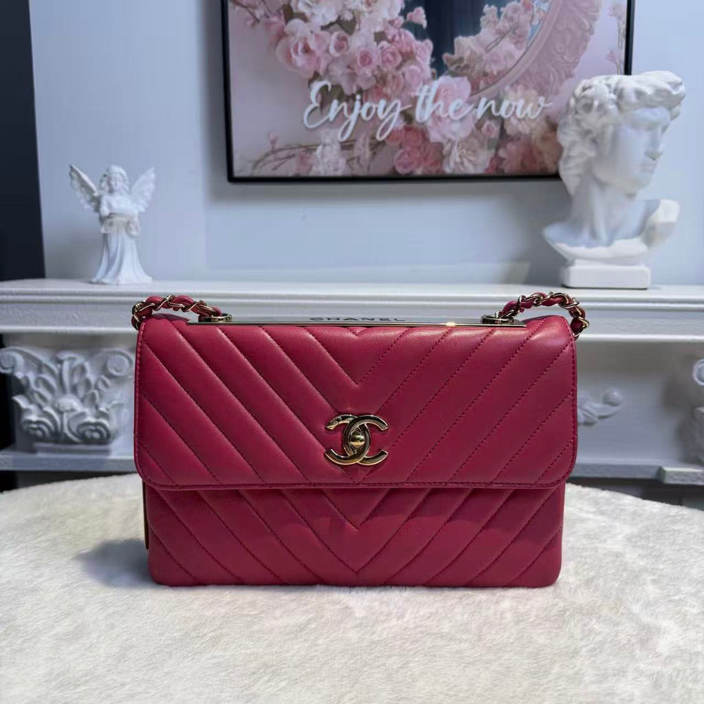 【#040】Pre-owned Chanel Medium Classic Flap Terracotta Caviar Leather Shoulder Bag HZ260131010