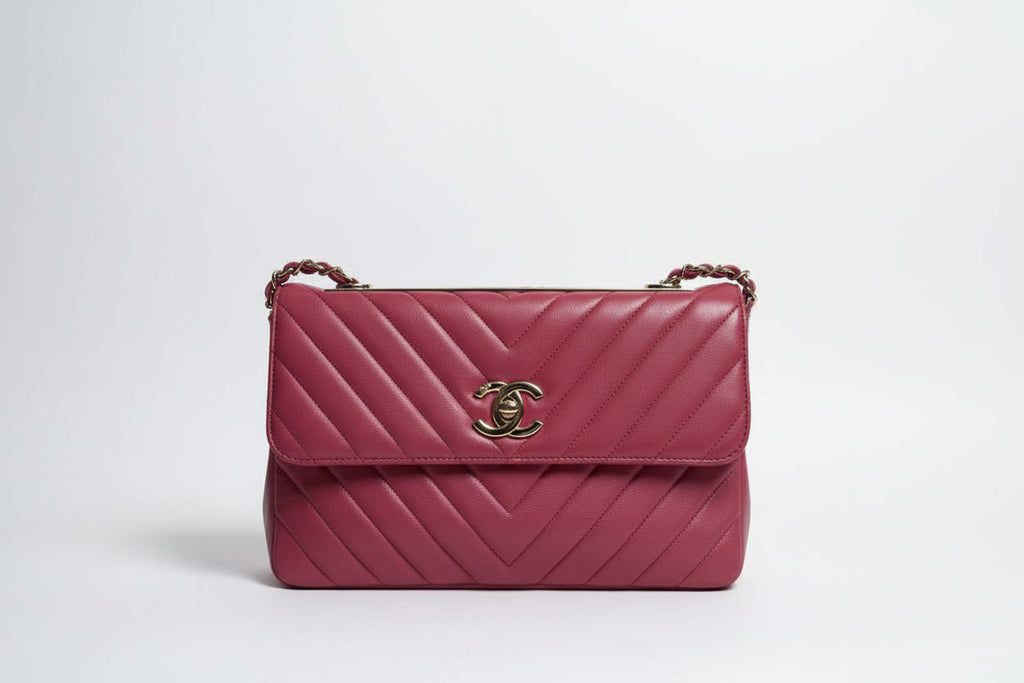 【#040】Pre-owned Chanel Medium Classic Flap Terracotta Caviar Leather Shoulder Bag HZ260131010