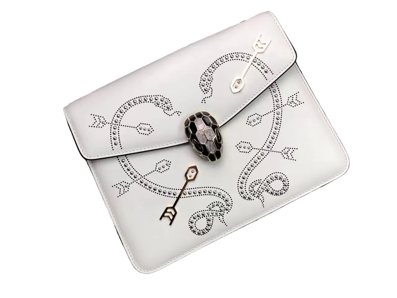 【#001】Pre-owned BVLGARI Serpenti Forever Small White Calfskin Cupid's Arrow Shoulder Bag HZ2512040&&