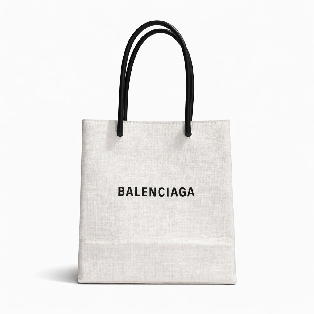 【#244】Pre-owned Balenciaga Hourglass Small Bag White Calfskin Leather with Silver-Tone Hardware