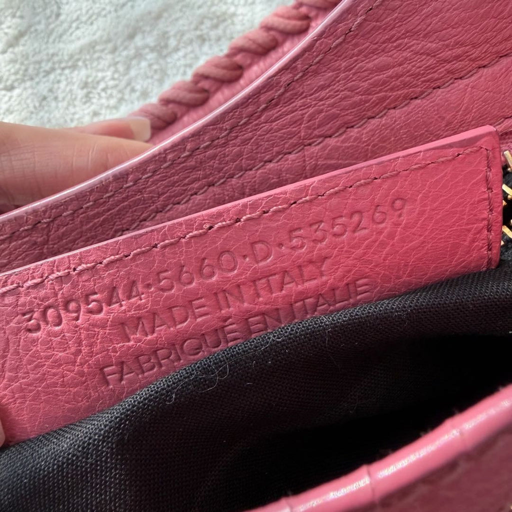 【#159】Pre-owned BALENCIAGA City Mini Pink Oil wax  Leather Gold Studs Crossbody Bag HZ251128&&