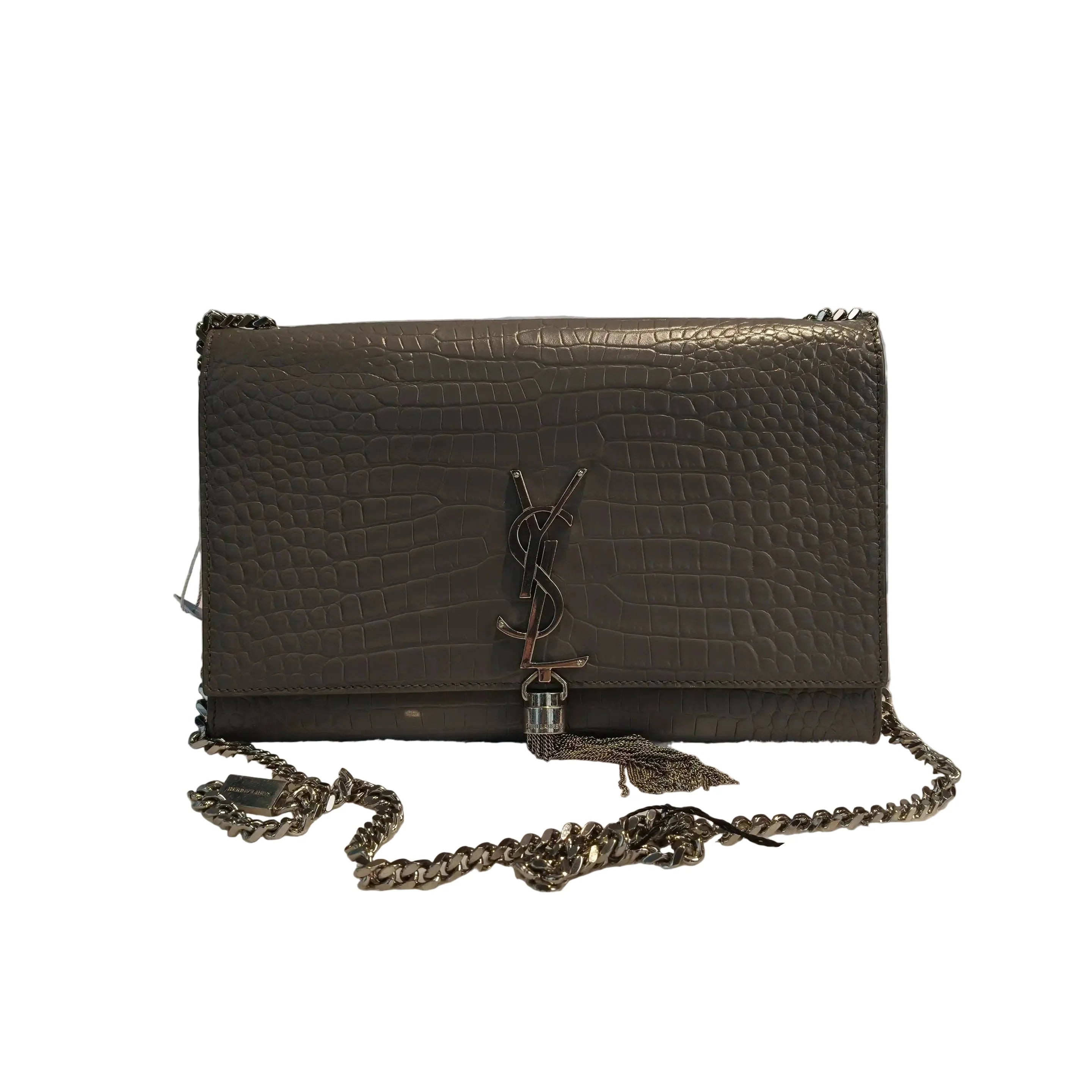 【#118】Pre-owned  YSL Kate Medium Grey Calfskin Crossbody Bag HZ2601190&&