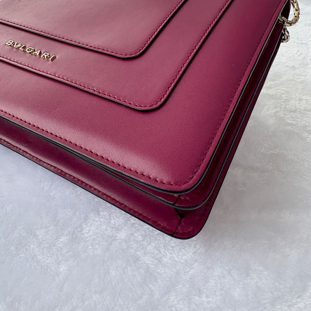 【#004】Pre-owned BVLGARI Serpenti Forever Medium Fuchsia Smooth Calfskin Shoulder Bag HZ2505230&&