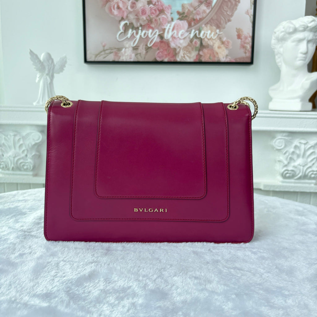 【#004】Pre-owned BVLGARI Serpenti Forever Medium Fuchsia Smooth Calfskin Shoulder Bag HZ2505230&&