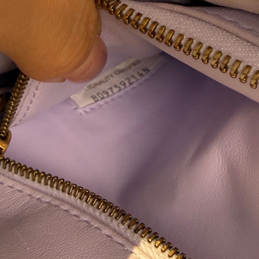 【#130】Pre-owned BOTTEGA VENETA Padded Cassette Medium Purple Intrecciato Lambskin Leather Gold Hardware Shoulder Bag HZ2512250&&