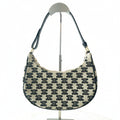【#225】Pre-owned Celine Medium Ava Bag Triomphe Textile & Black Calfskin Leather