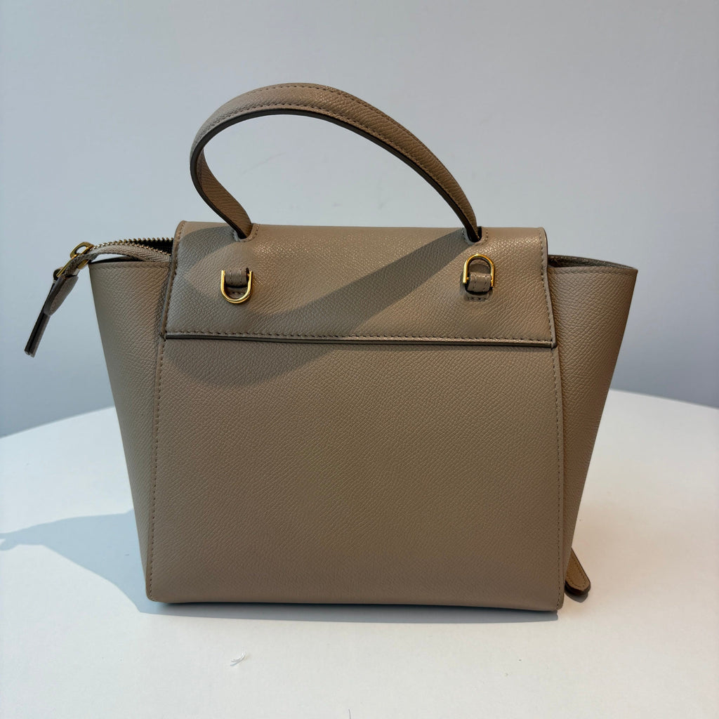 【#228】Pre-owned Celine Belt Mini Bag Beige Grained Calfskin Leather
