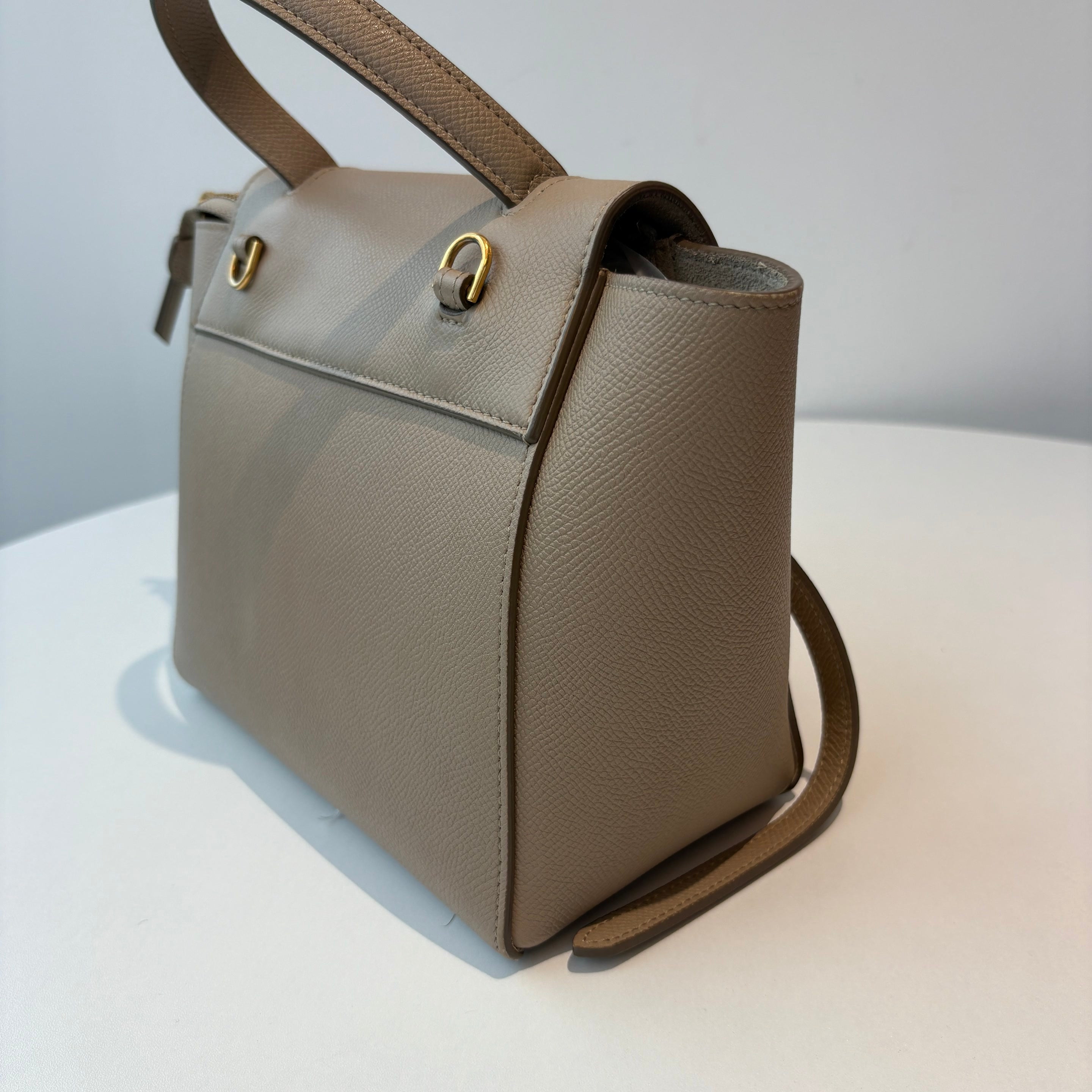 【#228】Pre-owned Celine Belt Mini Bag Beige Grained Calfskin Leather