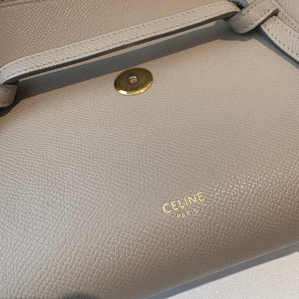 【#228】Pre-owned Celine Belt Mini Bag Beige Grained Calfskin Leather
