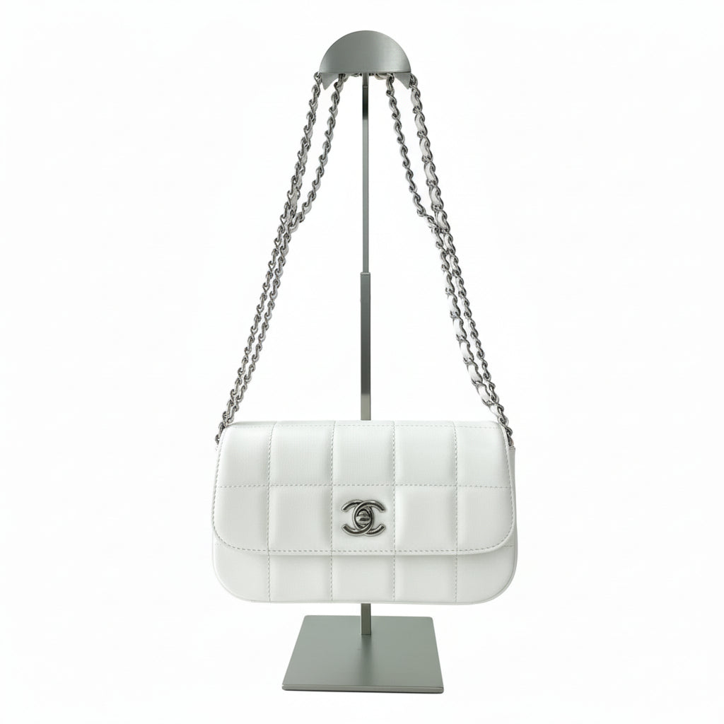 【#032】Pre-owned Chanel Mini Classic Flap White Caviar Leather Shoulder Bag HZ251204003