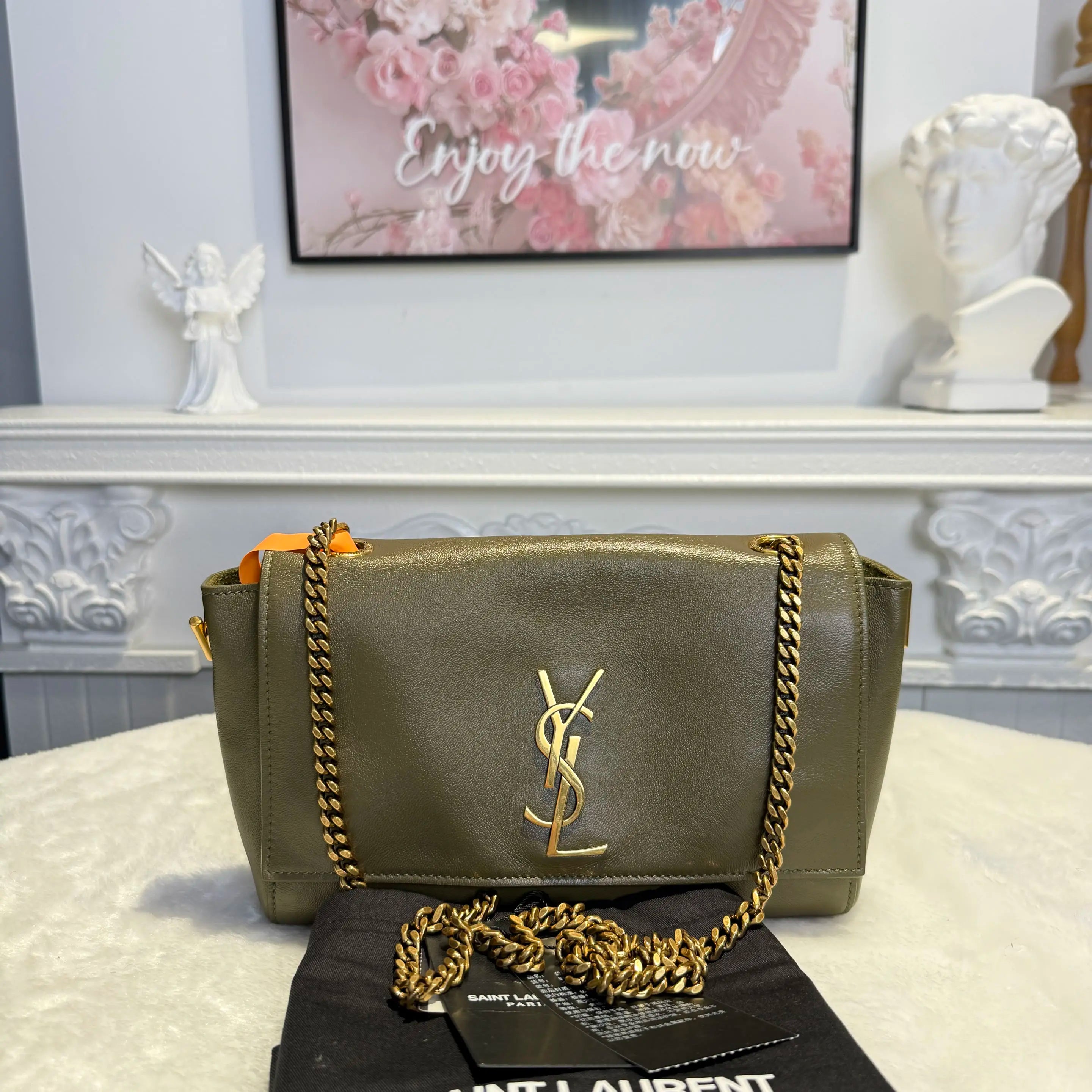 【#123】Pre-owned YSL Reversible Kate Medium Green Calfskin Crossbody Bag HZ2512250&&