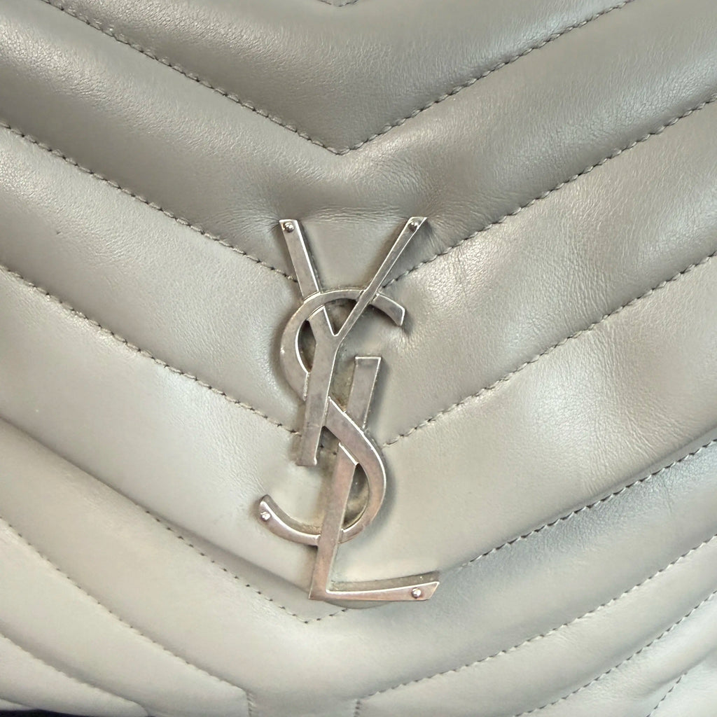 【#126】Pre-owned YSL LouLou Puffer Medium Grey Calfskin Shoulder Bag HZ2510180&&