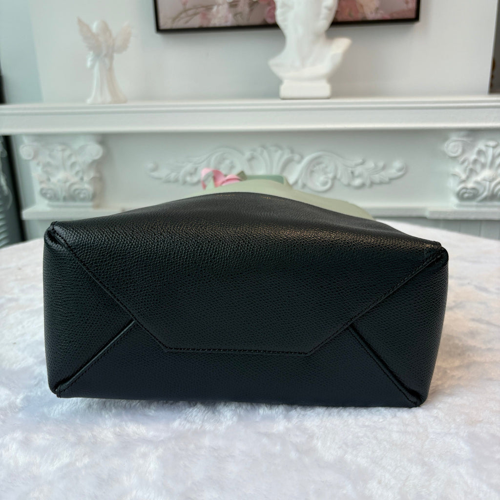 【#217】Pre-owned Celine Vertical Cabas Small Bag Mint Green & Black Grained Calfskin Leather