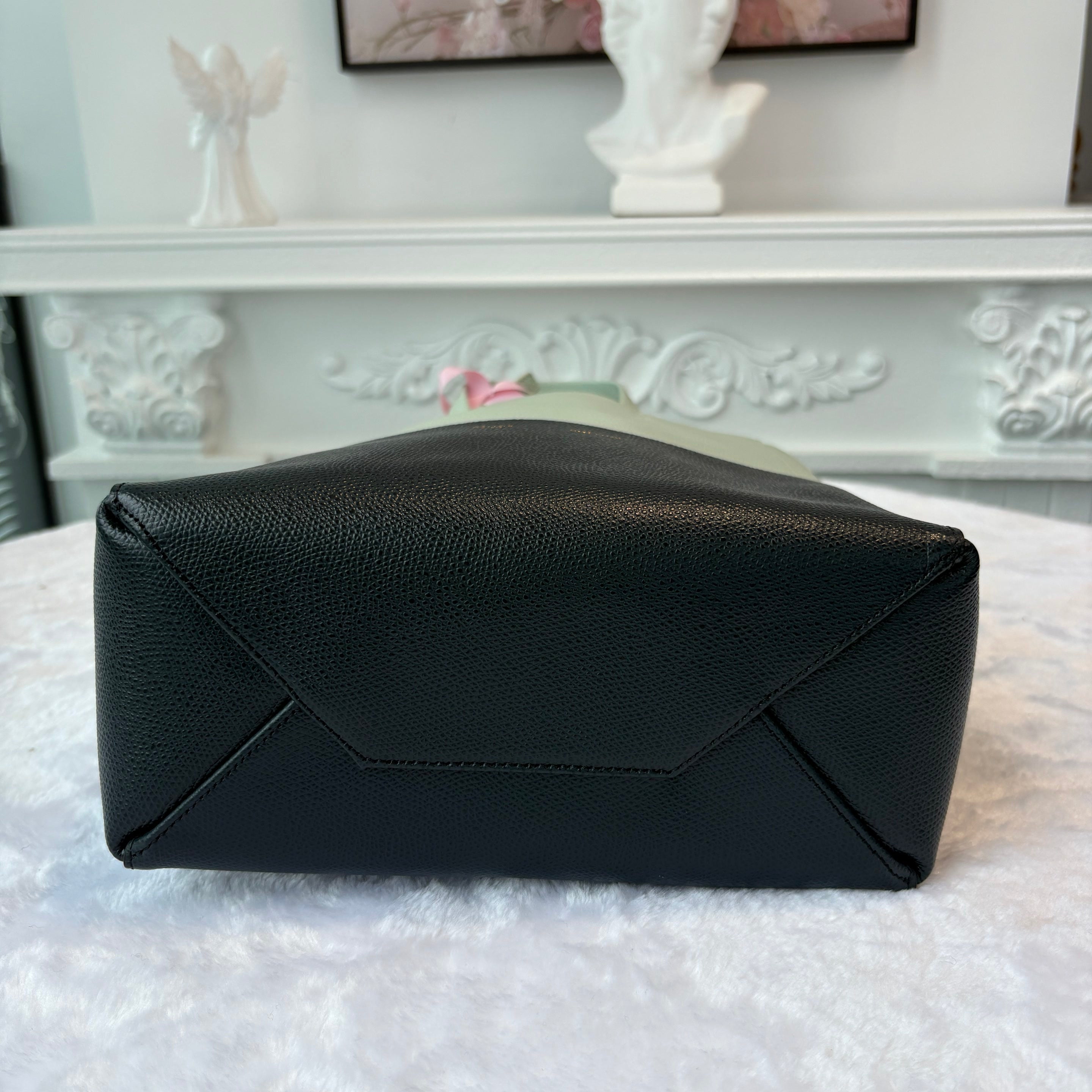 【#217】Pre-owned Celine Vertical Cabas Small Bag Mint Green & Black Grained Calfskin Leather