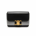 【#223】Pre-owned Celine Triomphe Small Shoulder Bag Black Shiny Calfskin Leather