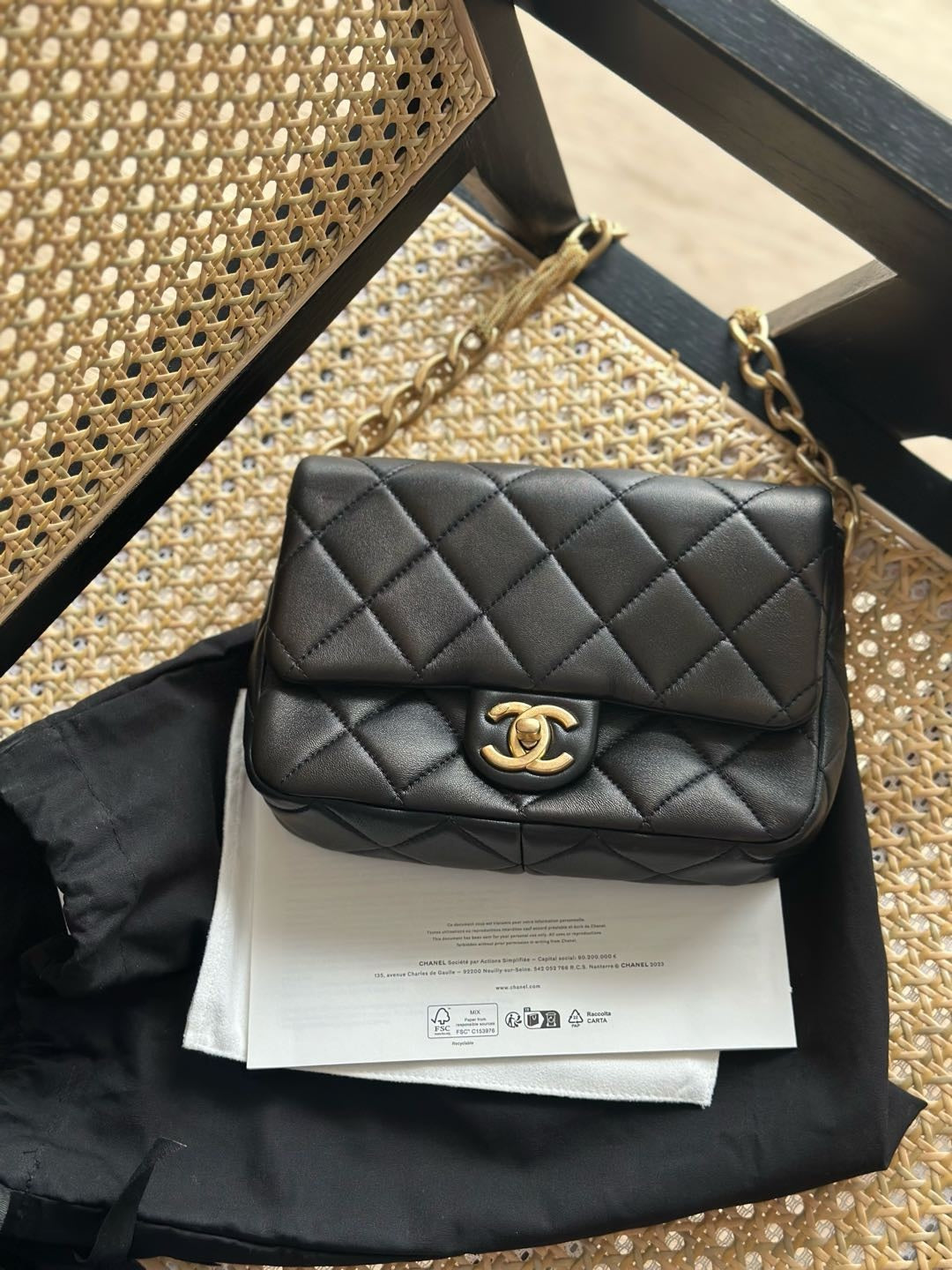 【#039】Pre-owned Chanel Mini Classic Flap Black Lambskin Shoulder Bag HZ2507150MC