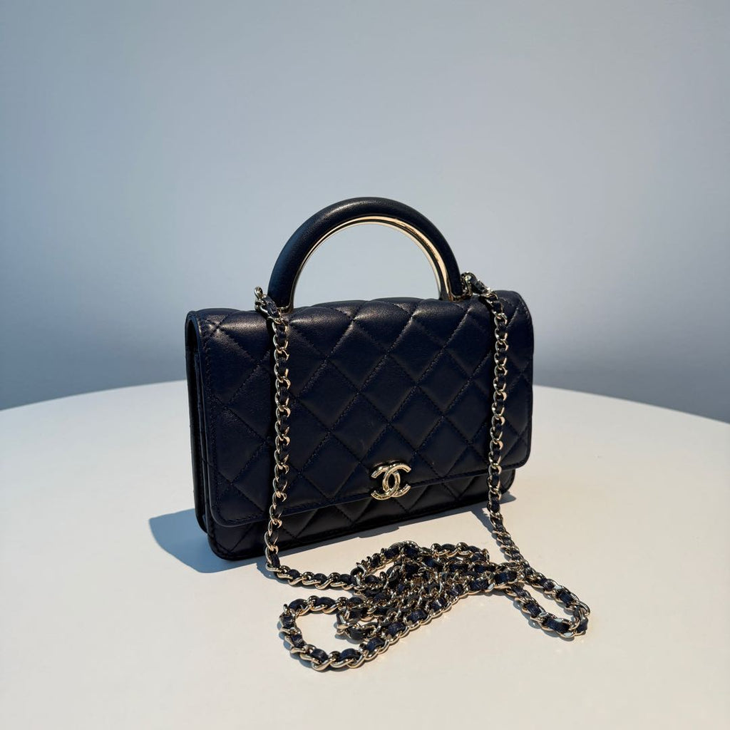 【#033】Pre-owned Chanel Medium 19 Bag Navy Blue Caviar Leather Shoulder Bag HZ2506270&&