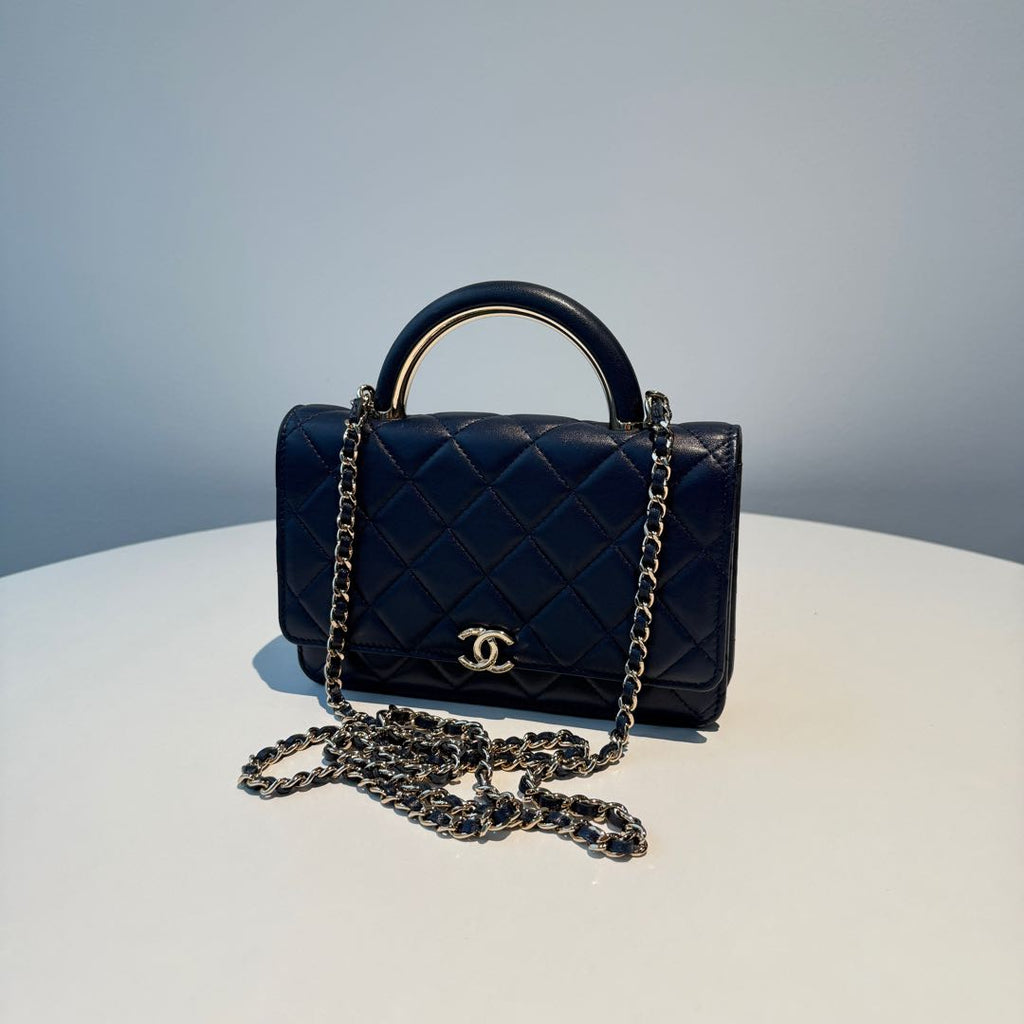 【#033】Pre-owned Chanel Medium 19 Bag Navy Blue Caviar Leather Shoulder Bag HZ2506270&&