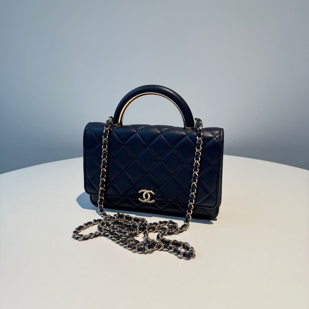 【#033】Pre-owned Chanel Medium 19 Bag Navy Blue Caviar Leather Shoulder Bag HZ2506270&&