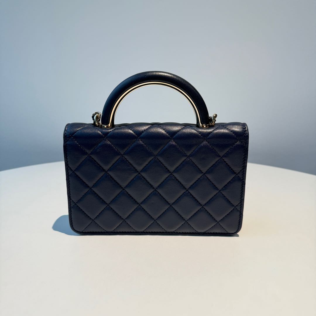 【#033】Pre-owned Chanel Medium 19 Bag Navy Blue Caviar Leather Shoulder Bag HZ2506270&&