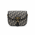 【#149】Pre-owned Dior Bobby Medium Beige, Blue and Black Oblique Canvas with Leather Trim Gold Hardware Crossbody Bag HZ2512030&&