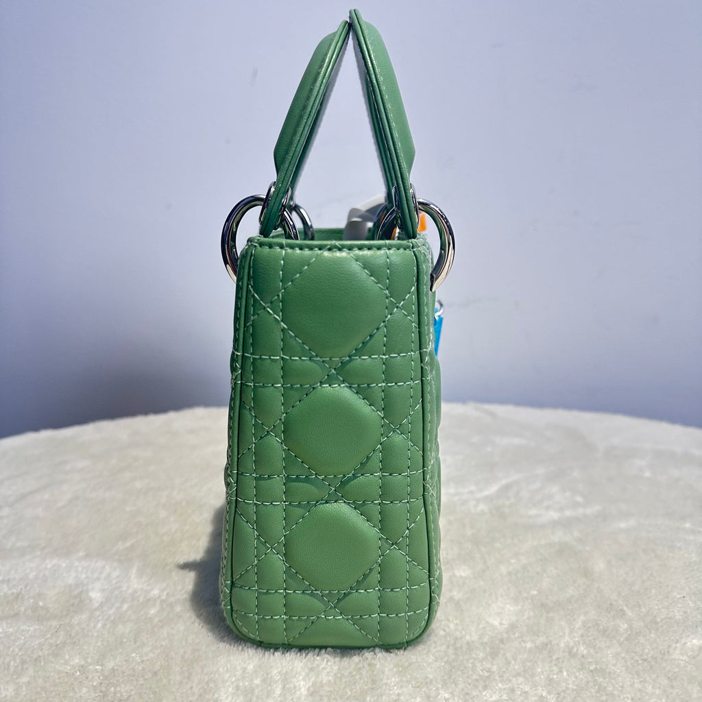 【#147】Pre-owned Dior Lady Dior Mini Mint Green Lambskin Chain Shoulder Bag HZ251215019