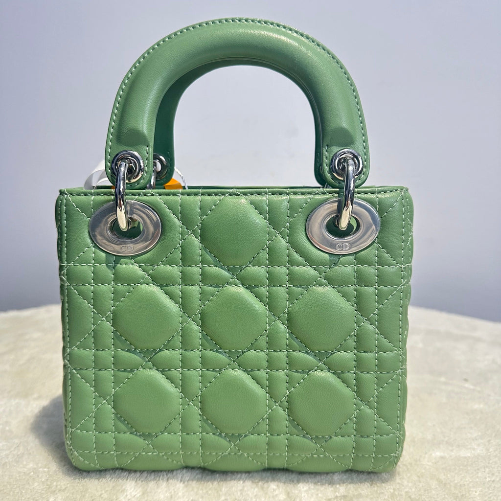 【#147】Pre-owned Dior Lady Dior Mini Mint Green Lambskin Chain Shoulder Bag HZ251215019