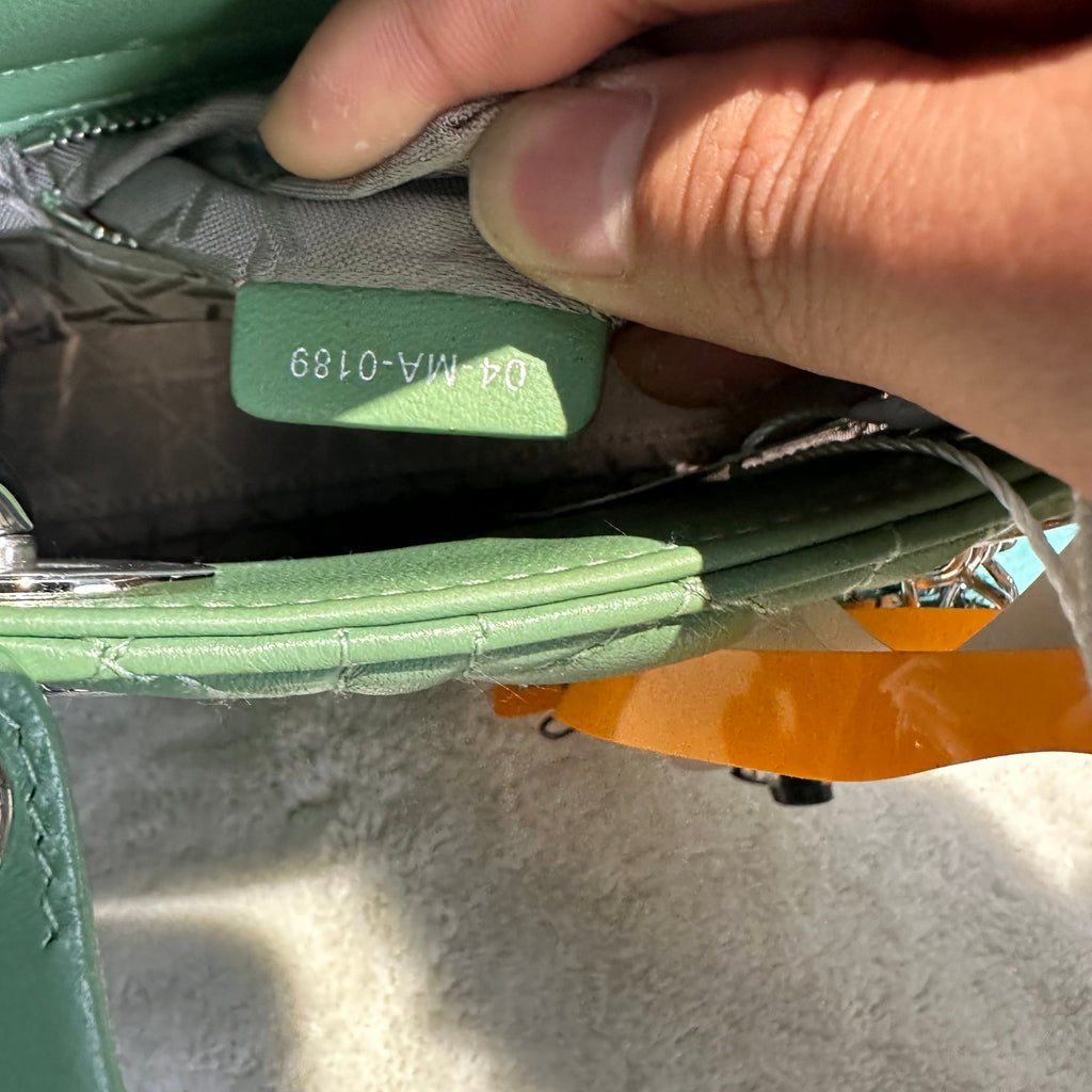 【#147】Pre-owned Dior Lady Dior Mini Mint Green Lambskin Chain Shoulder Bag HZ251215019
