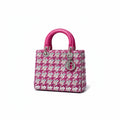 【#143】Pre-owned Dior Lady Dior Medium Fuchsia and White Raffia Woven  Shoulder Bag HZ251225013