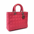 【#150】Pre-owned Dior Lady Dior Large Cherry Red Cannage Lambskin Silver Hardware Shoulder Bag HZ251106012