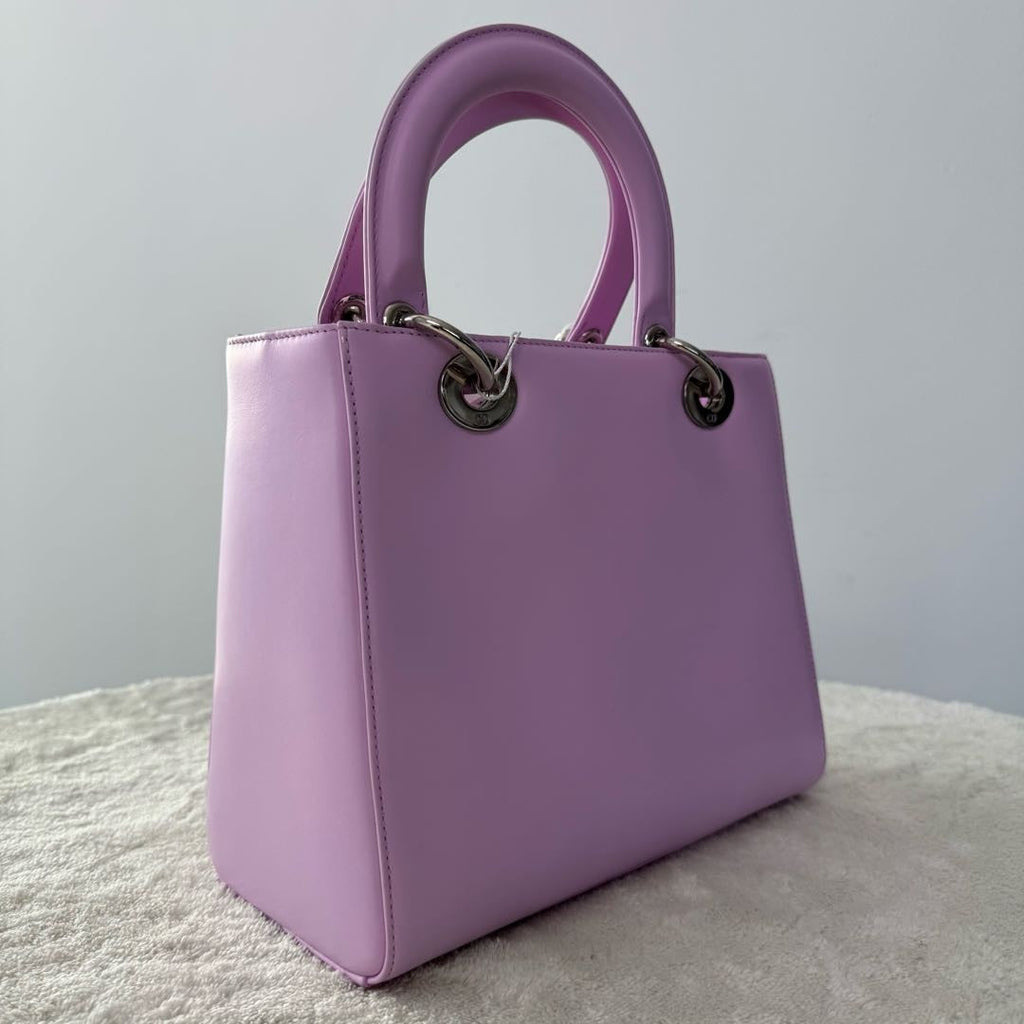 【#148】Pre-owned Dior Lady Dior Medium Pink Envelope Motif Calfskin Leather  Shoulder Bag HZ251203014