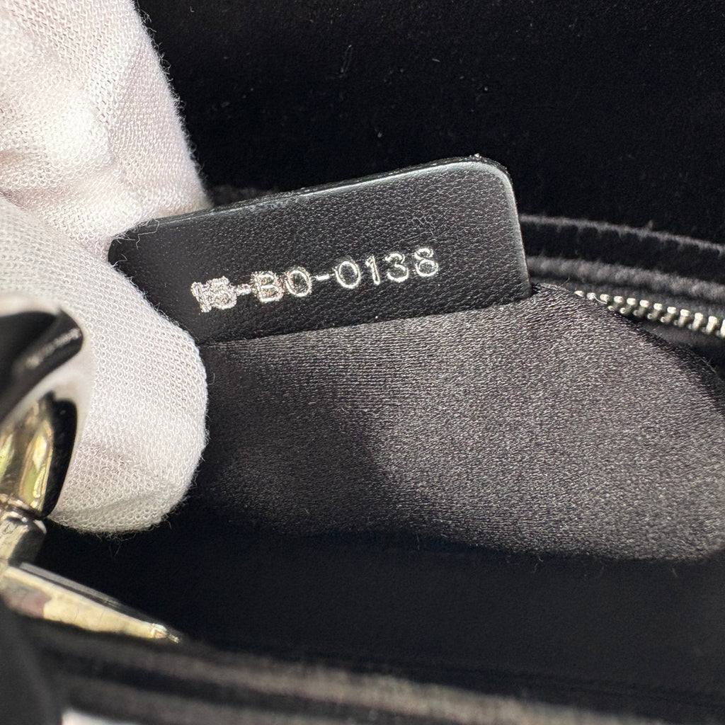 【#151】Pre-owned Dior Lady Dior Mini Black Cannage Satin Silver Hardware Shoulder Bag HZ251101018