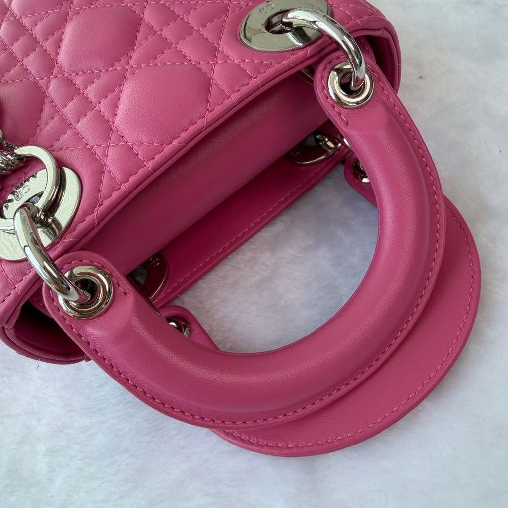 【#211】Pre-owned Dior Lady Dior Mini Bag Bright Pink Lambskin Leather