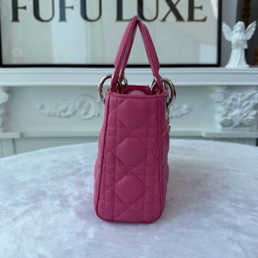 【#211】Pre-owned Dior Lady Dior Mini Bag Bright Pink Lambskin Leather