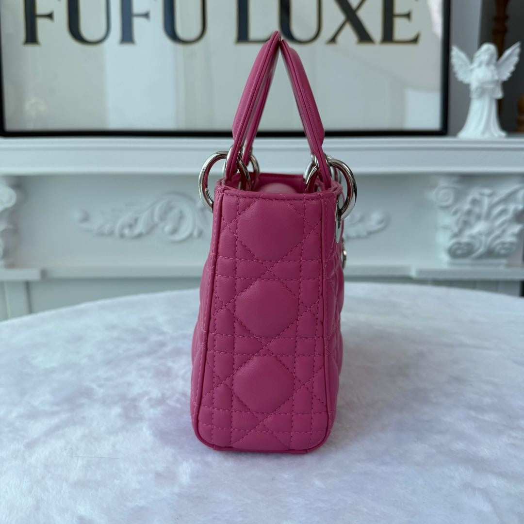 【#211】Pre-owned Dior Lady Dior Mini Bag Bright Pink Lambskin Leather