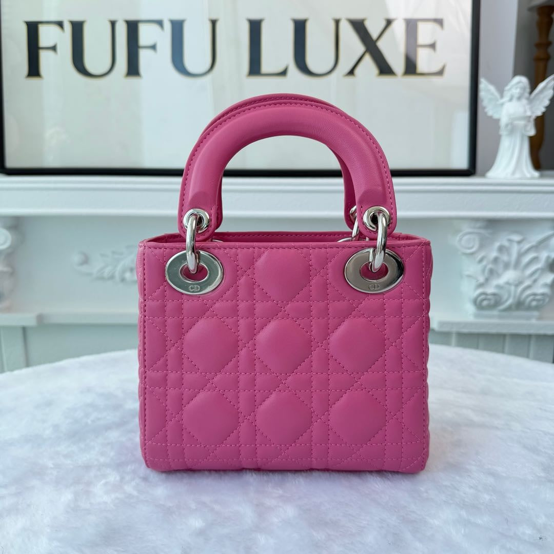 【#211】Pre-owned Dior Lady Dior Mini Bag Bright Pink Lambskin Leather